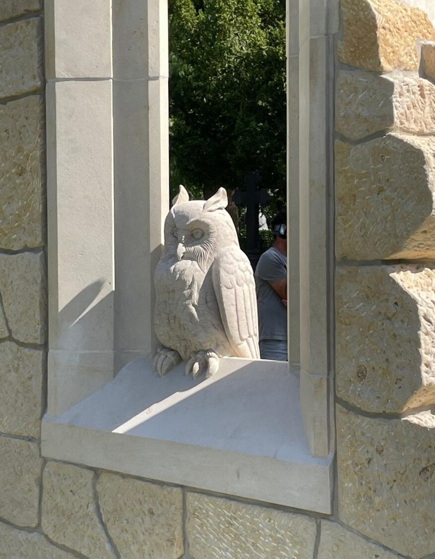 CDF Denkmal am Trinitatisfriedhof mit Blick auf Waldohreule